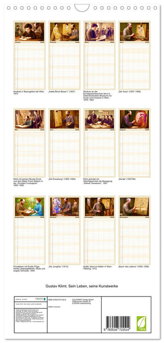 Gustav Klimt. Sein Leben, seine Kunstwerke (CALVENDO Familienplaner 2026)
