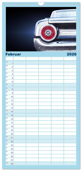 US Klassiker Farbenfrohe Heckansichten (CALVENDO Familienplaner 2026)