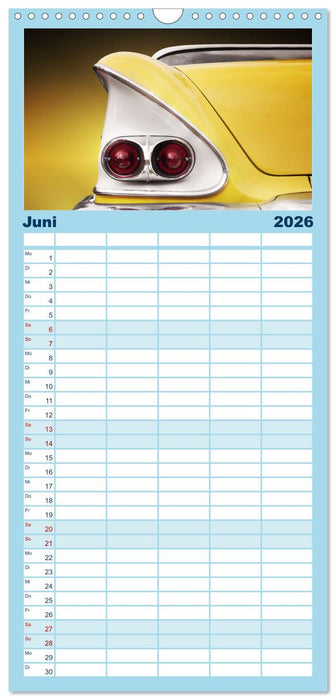 US Klassiker Farbenfrohe Heckansichten (CALVENDO Familienplaner 2026)