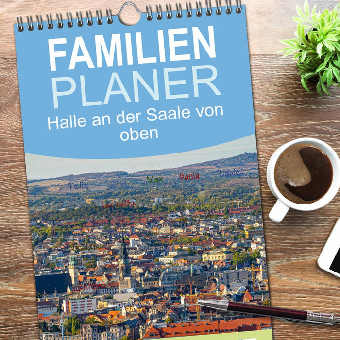 Halle an der Saale von oben (CALVENDO Familienplaner 2026)