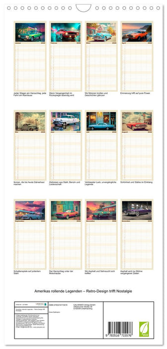 Amerikas rollende Legenden – Retro-Design trifft Nostalgie (CALVENDO Familienplaner 2026)