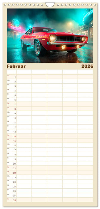 Amerikas rollende Legenden – Retro-Design trifft Nostalgie (CALVENDO Familienplaner 2026)