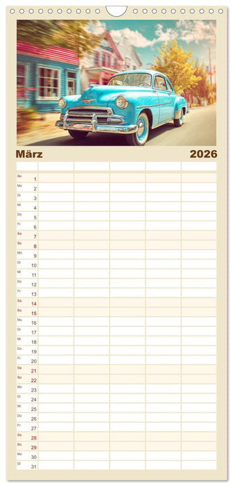 Amerikas rollende Legenden – Retro-Design trifft Nostalgie (CALVENDO Familienplaner 2026)