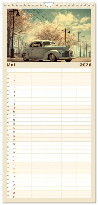 Amerikas rollende Legenden – Retro-Design trifft Nostalgie (CALVENDO Familienplaner 2026)