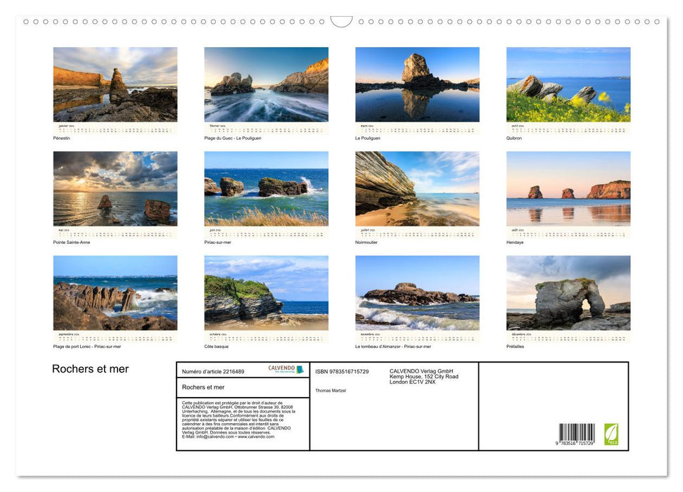 Rochers et mer (CALVENDO Calendrier mensuel 2026)