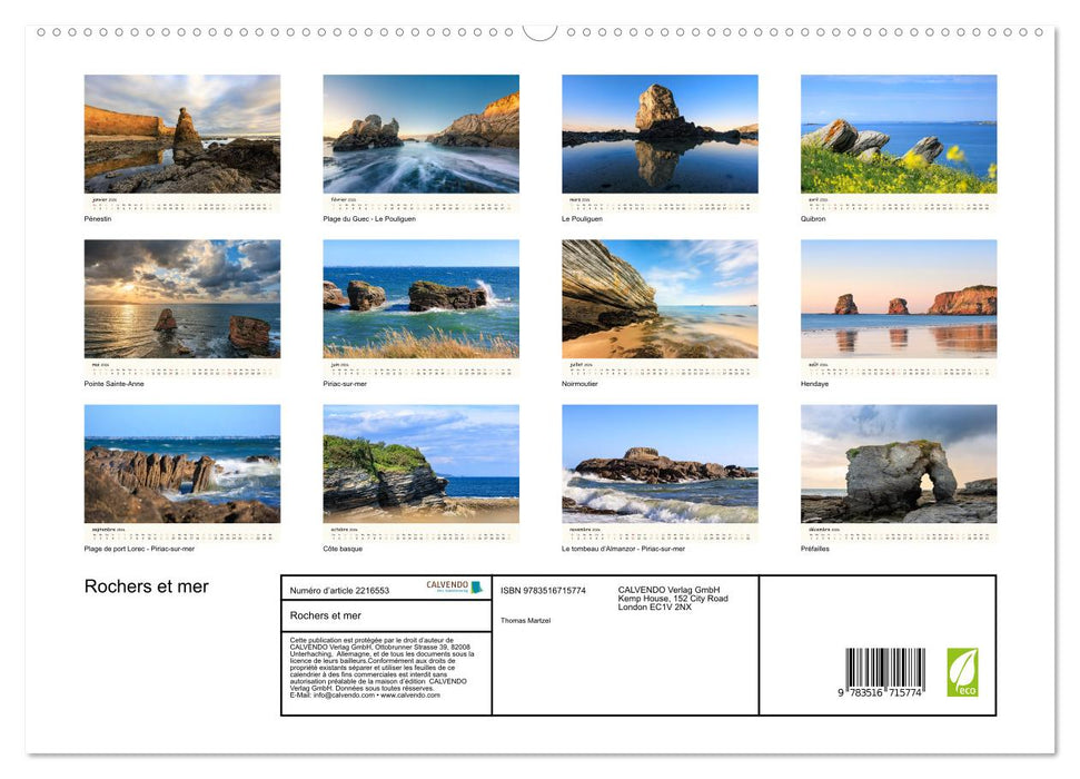 Rochers et mer (CALVENDO Calendrier supérieur 2026)