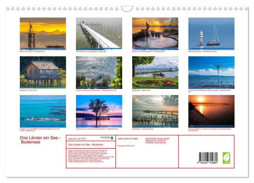 Drei Länder ein See - Bodensee (CALVENDO Wandkalender 2026)