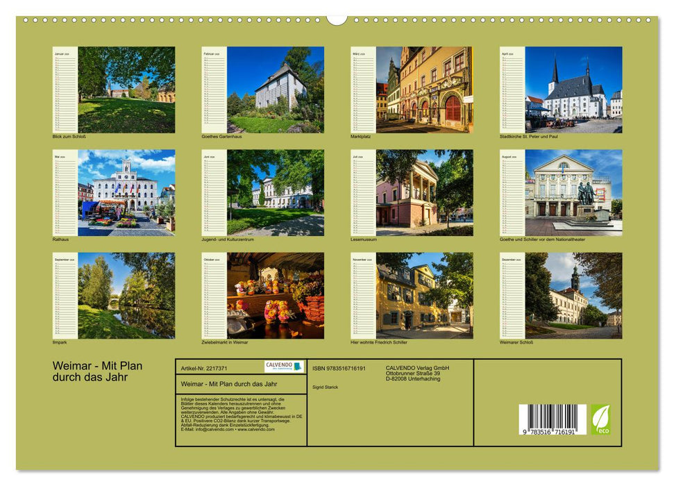 Weimar - Mit Plan durch das Jahr (CALVENDO Premium Wandkalender 2026)