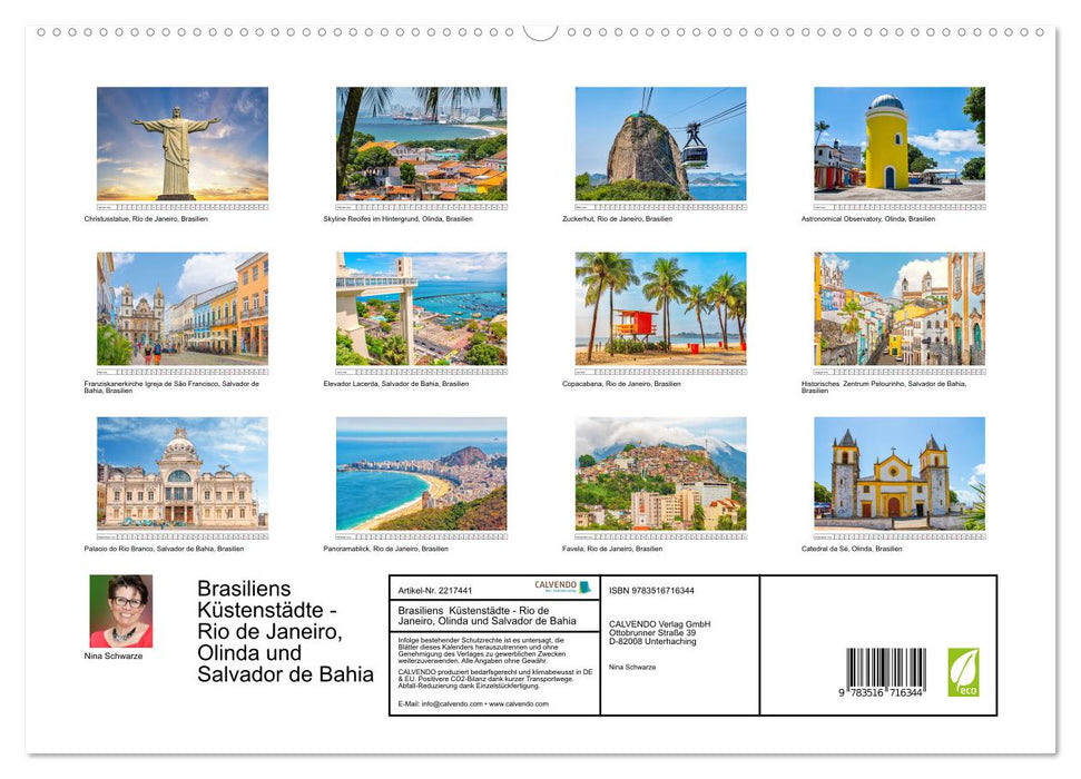Brasiliens Küstenstädte - Rio de Janeiro, Olinda und Salvador de Bahia (CALVENDO Premium Wandkalender 2026)