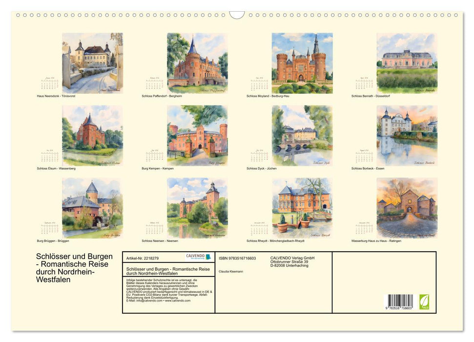 Schlösser und Burgen - Romantische Reise durch Nordrhein-Westfalen (CALVENDO Wandkalender 2026)
