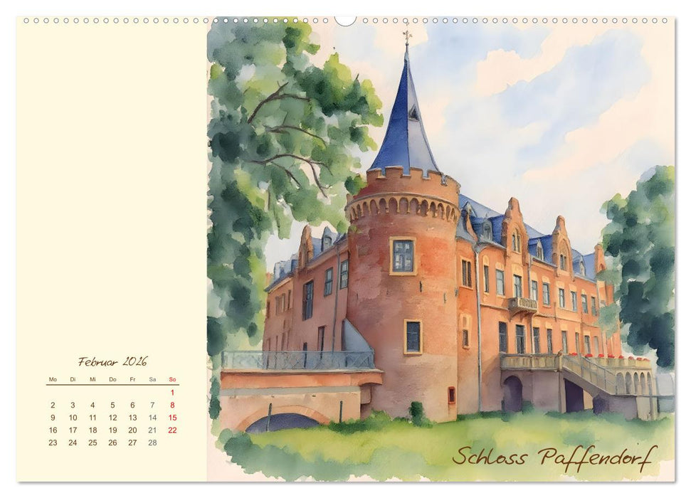 Schlösser und Burgen - Romantische Reise durch Nordrhein-Westfalen (CALVENDO Wandkalender 2026)