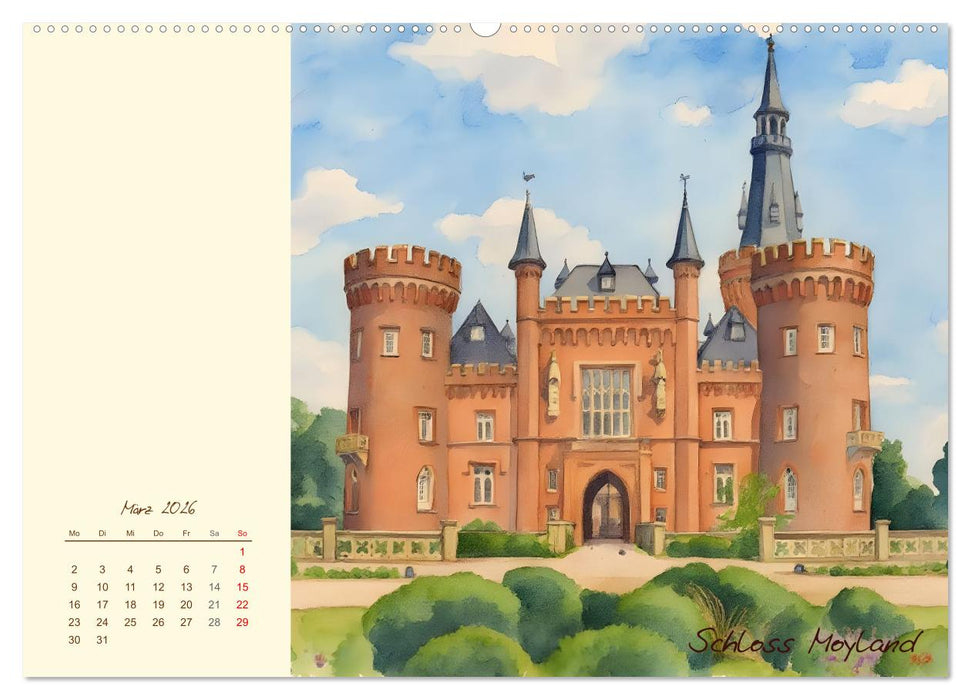 Schlösser und Burgen - Romantische Reise durch Nordrhein-Westfalen (CALVENDO Wandkalender 2026)