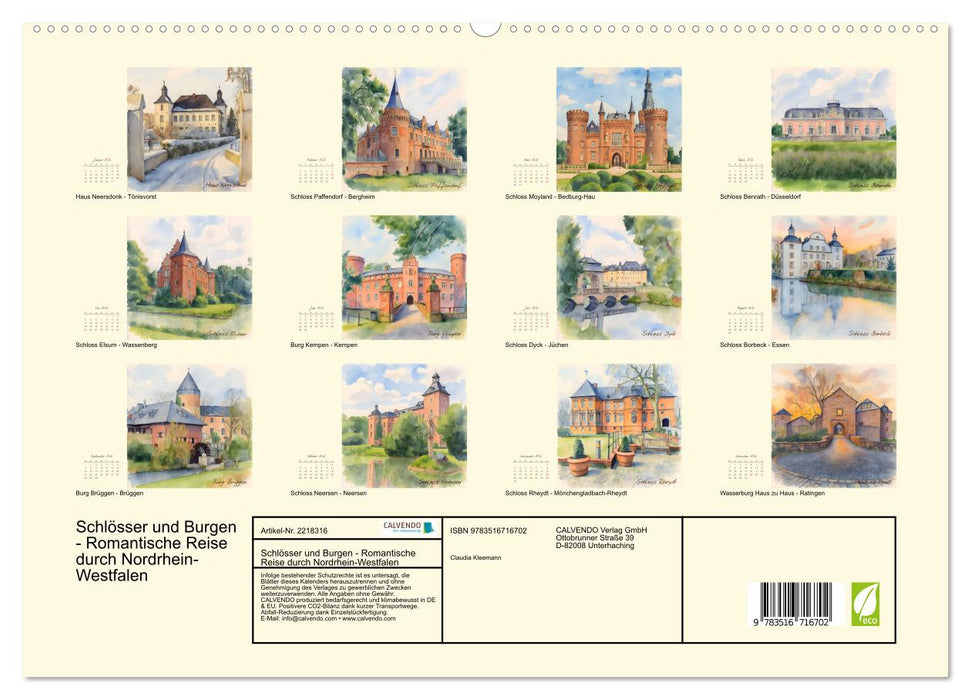 Schlösser und Burgen - Romantische Reise durch Nordrhein-Westfalen (CALVENDO Premium Wandkalender 2026)