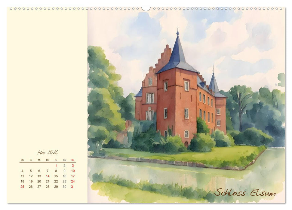 Schlösser und Burgen - Romantische Reise durch Nordrhein-Westfalen (CALVENDO Premium Wandkalender 2026)