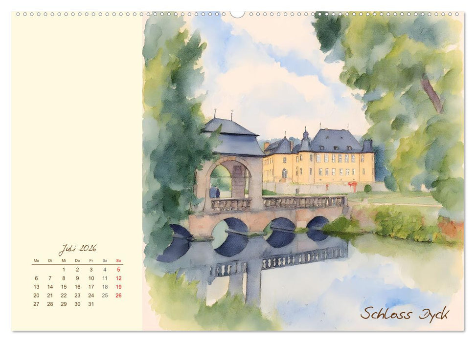 Schlösser und Burgen - Romantische Reise durch Nordrhein-Westfalen (CALVENDO Premium Wandkalender 2026)