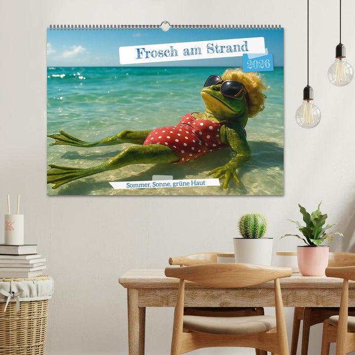 Frosch am Strand - Sommer, Sonne, grüne Haut (CALVENDO Wandkalender 2026)