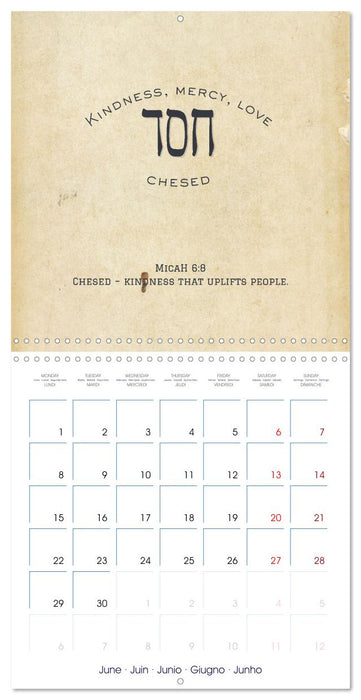 The Radiance of Hebrew Letters of Spirit and Light (CALVENDO Monthly Calendar 2026)