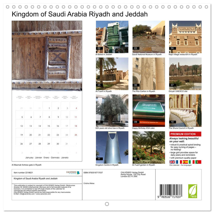Kingdom of Saudi Arabia Riyadh and Jeddah (CALVENDO Monthly Calendar 2026)