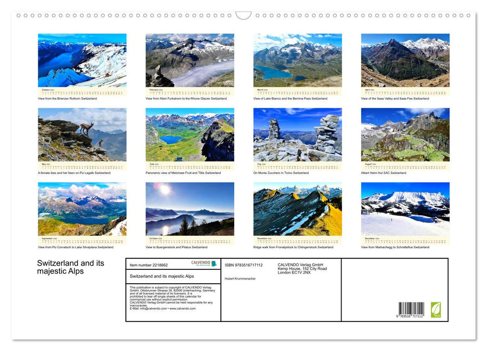 Switzerland and its majestic Alps (CALVENDO Monthly Calendar 2026)