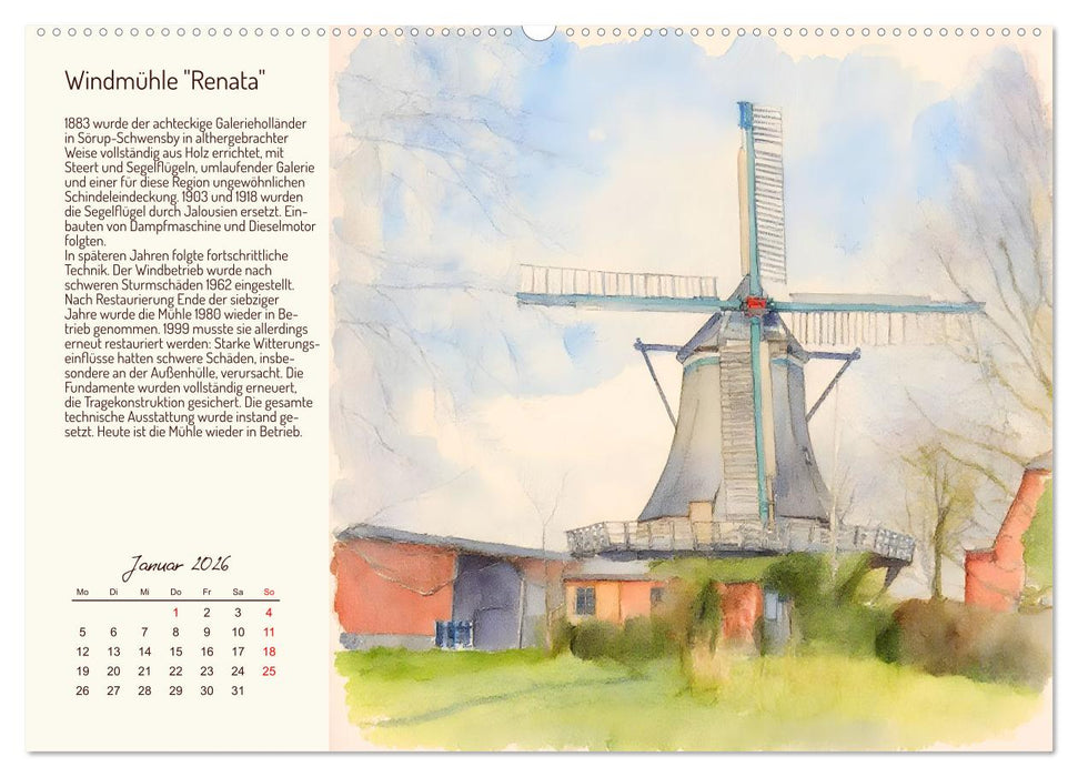 Deutschlands schönste Windmühlen (CALVENDO Wandkalender 2026)