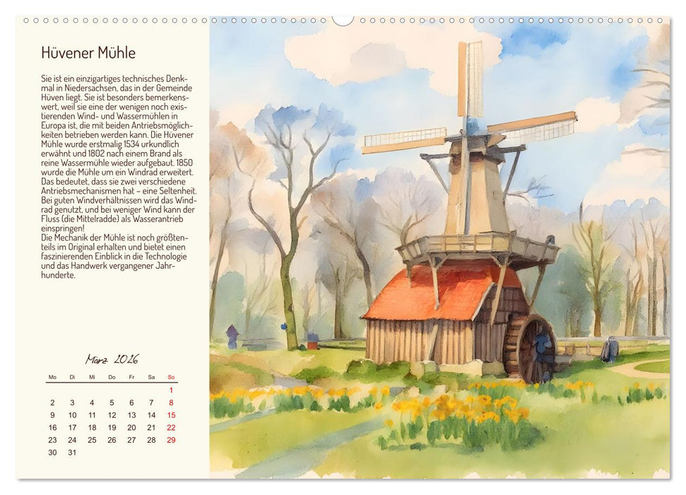 Deutschlands schönste Windmühlen (CALVENDO Wandkalender 2026)