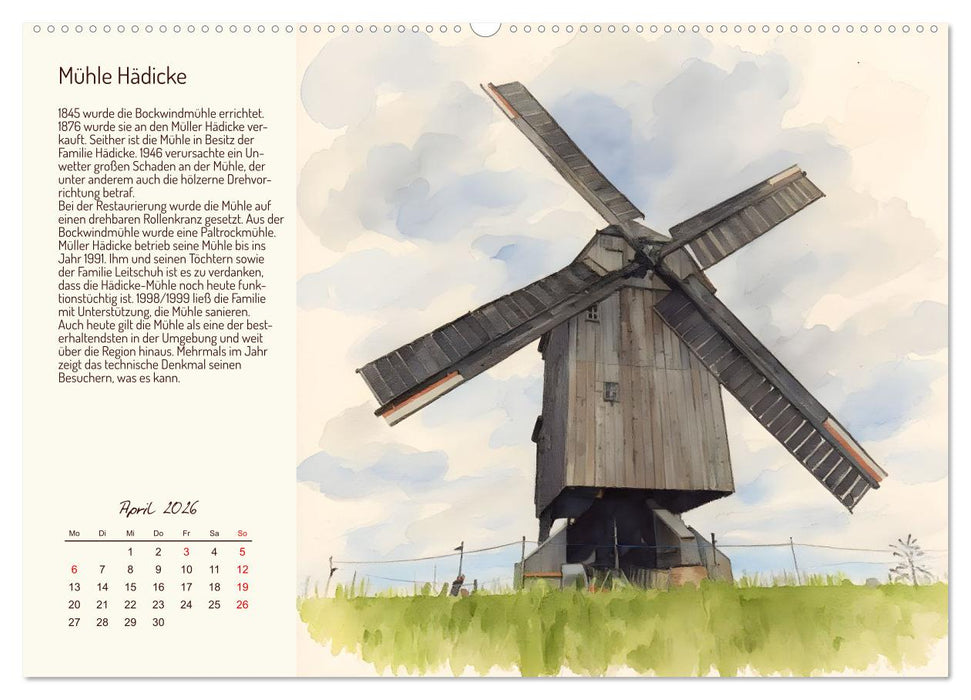 Deutschlands schönste Windmühlen (CALVENDO Wandkalender 2026)