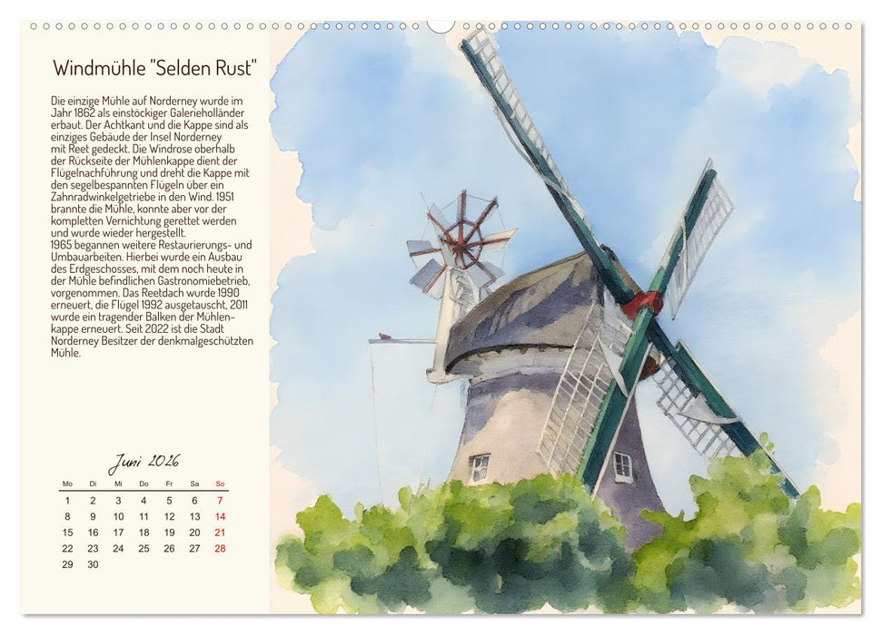 Deutschlands schönste Windmühlen (CALVENDO Wandkalender 2026)