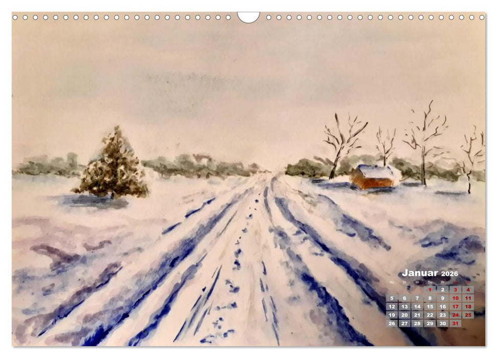 Landschaften in Acryl & Aquarell (CALVENDO Wandkalender 2026)