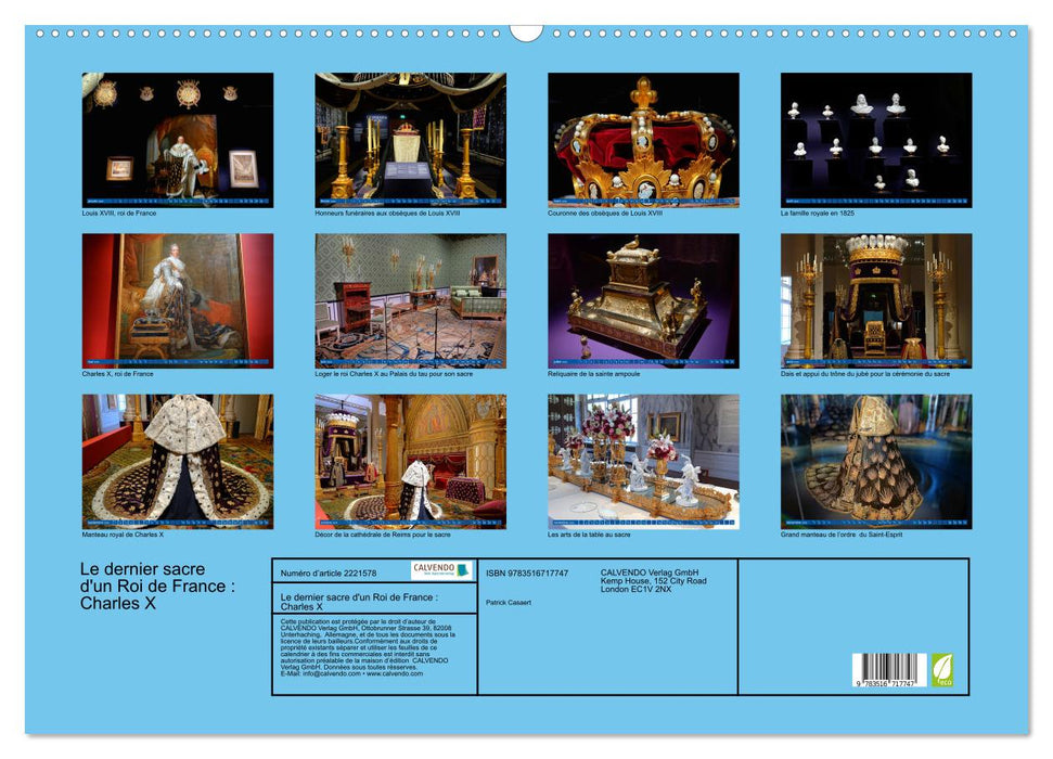 Le dernier sacre d'un Roi de France : Charles X (CALVENDO Calendrier mensuel 2026)