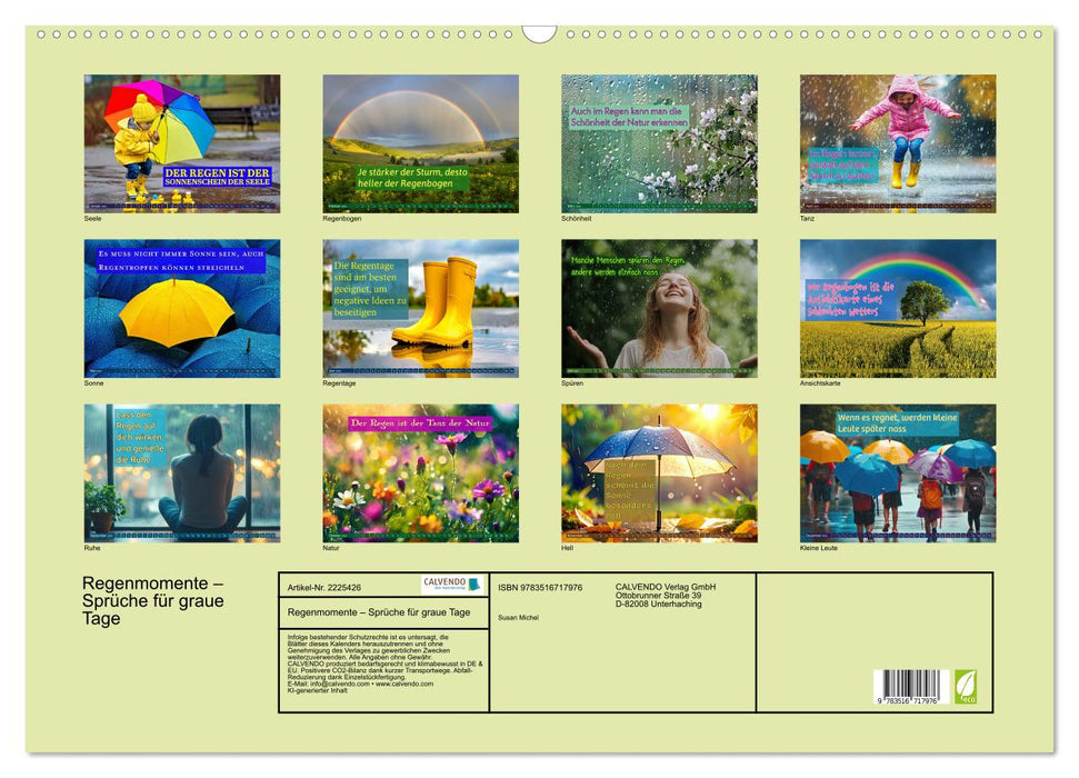 Regenmomente – Sprüche für graue Tage (CALVENDO Wandkalender 2026)