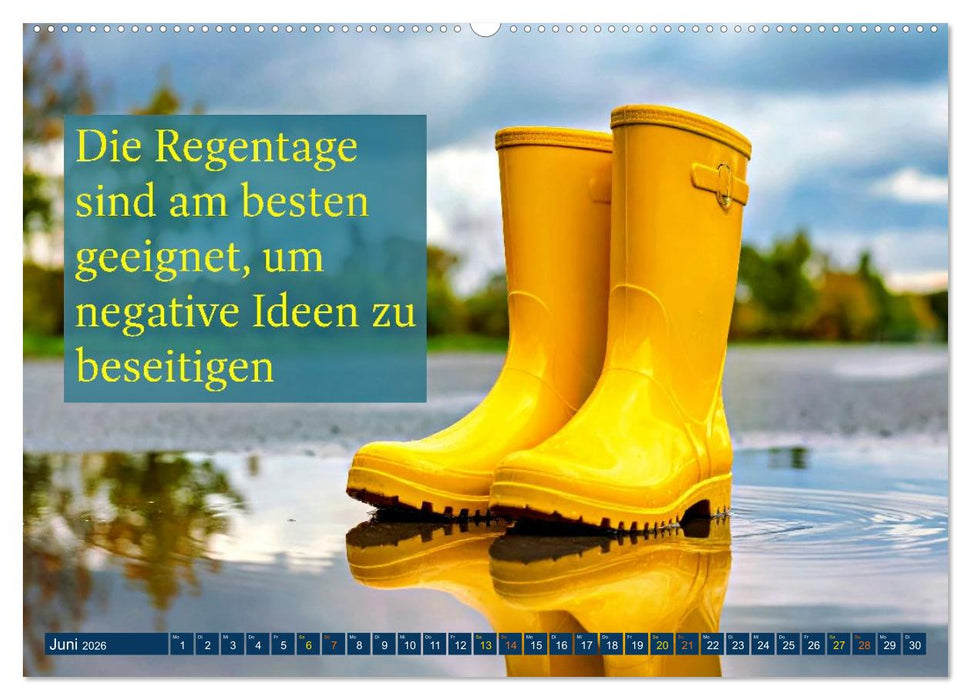 Regenmomente – Sprüche für graue Tage (CALVENDO Wandkalender 2026)