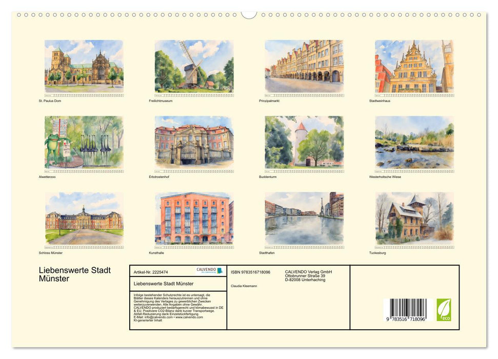 Liebenswerte Stadt Münster (CALVENDO Premium Wandkalender 2026)