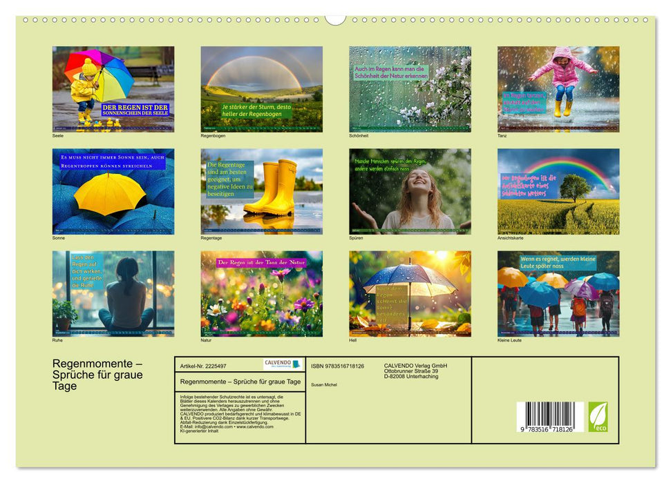 Regenmomente – Sprüche für graue Tage (CALVENDO Premium Wandkalender 2026)