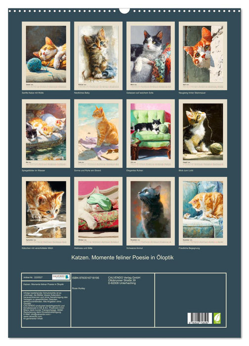 Katzen. Momente feliner Poesie in Öloptik (CALVENDO Wandkalender 2026)