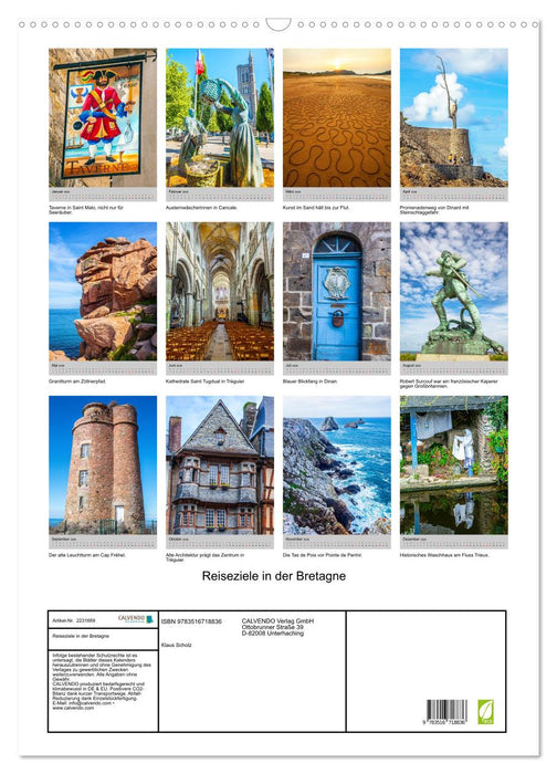 Reiseziele in der Bretagne (CALVENDO Wandkalender 2026)