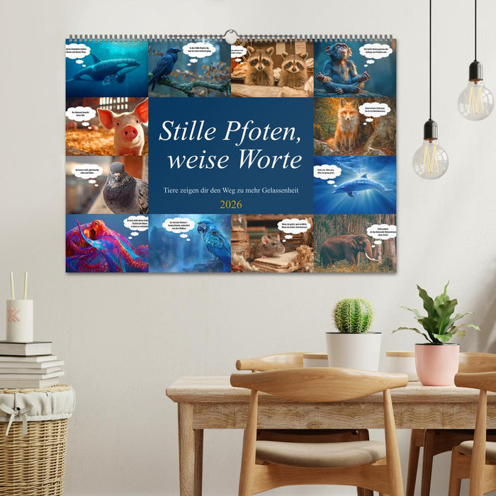 Stille Pfoten, weise Worte - Tiere zeigen dir den Weg zu mehr Gelassenheit (CALVENDO Wandkalender 2026)