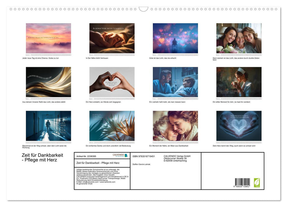 Zeit für Dankbarkeit - Pflege mit Herz (CALVENDO Wandkalender 2026)