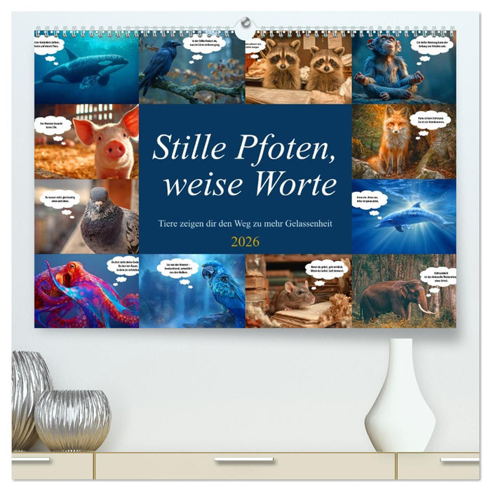 Stille Pfoten, weise Worte - Tiere zeigen dir den Weg zu mehr Gelassenheit (CALVENDO Premium Wandkalender 2026)