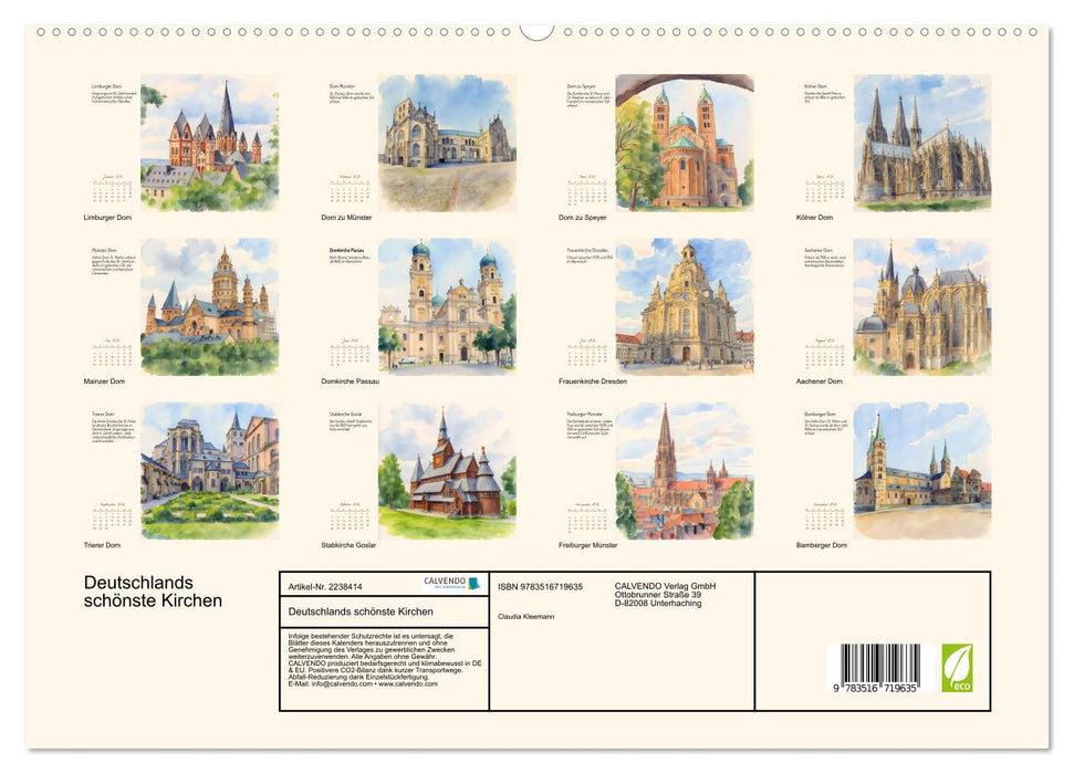 Deutschlands schönste Kirchen (CALVENDO Premium Wandkalender 2026)