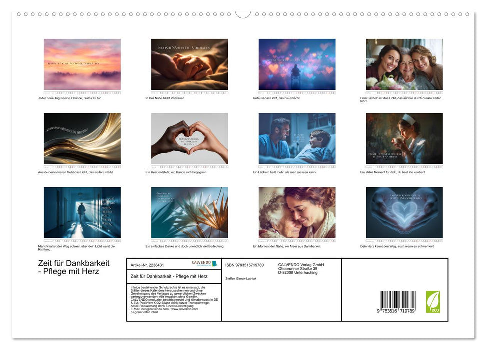 Zeit für Dankbarkeit - Pflege mit Herz (CALVENDO Premium Wandkalender 2026)
