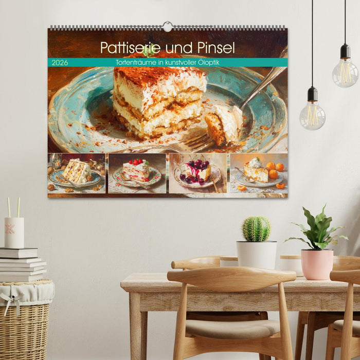 Pattiserie und Pinsel. Tortenträume in kunstvoller Öloptik (CALVENDO Wandkalender 2026)