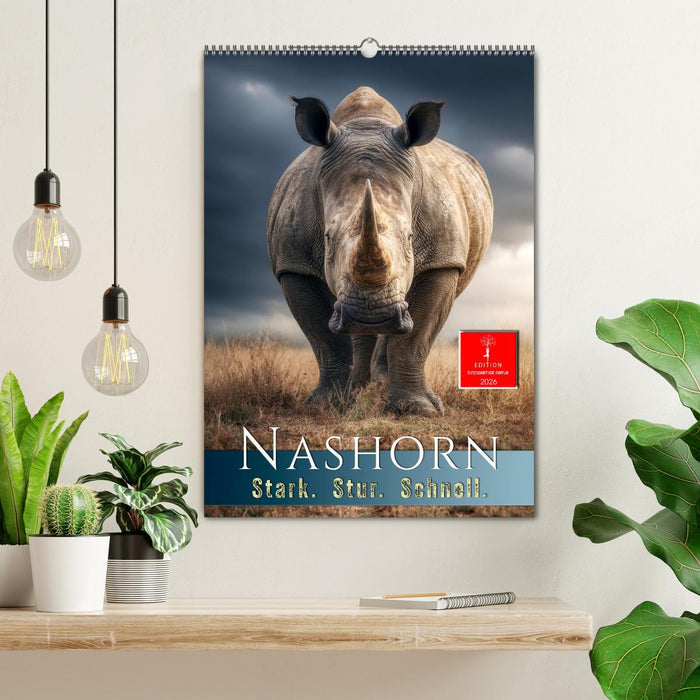 Nashorn - Stark. Stur. Schnell. (CALVENDO Wandkalender 2026)