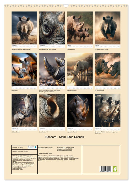 Nashorn - Stark. Stur. Schnell. (CALVENDO Wandkalender 2026)