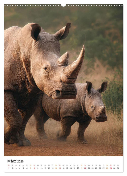 Nashorn - Stark. Stur. Schnell. (CALVENDO Wandkalender 2026)