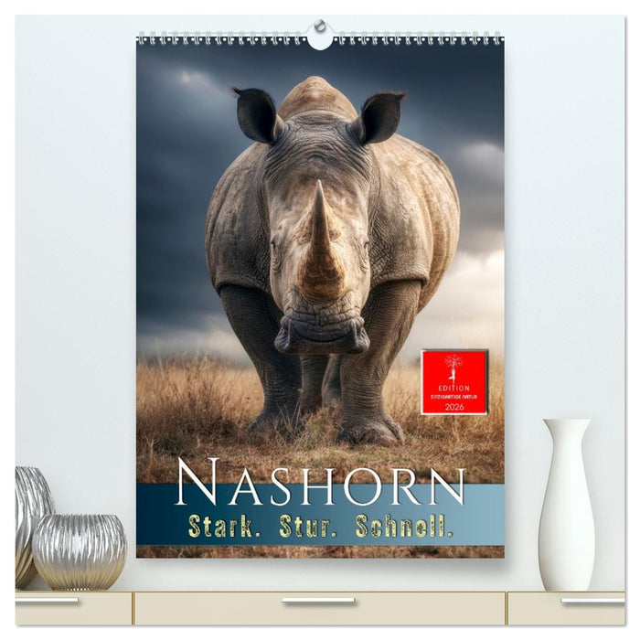 Nashorn - Stark. Stur. Schnell. (CALVENDO Premium Wandkalender 2026)