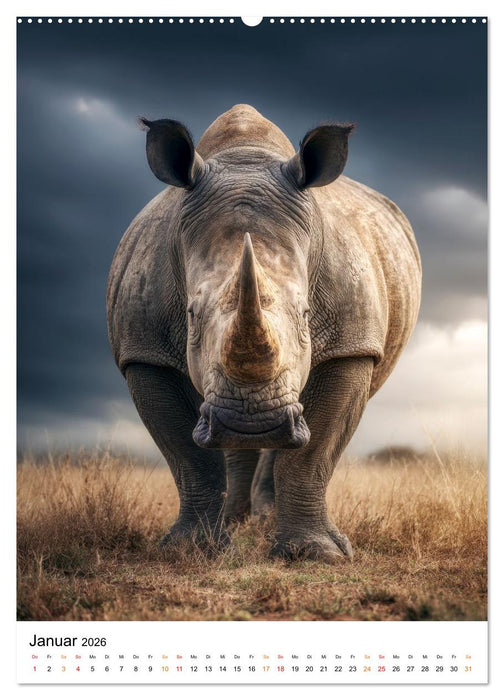 Nashorn - Stark. Stur. Schnell. (CALVENDO Premium Wandkalender 2026)