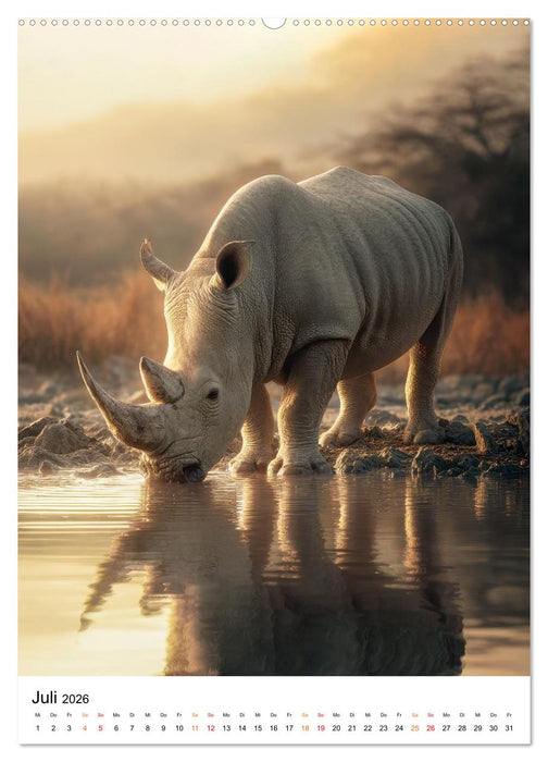 Nashorn - Stark. Stur. Schnell. (CALVENDO Premium Wandkalender 2026)