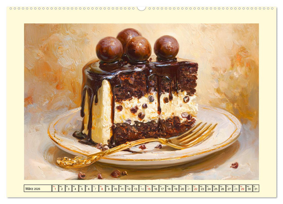 Pattiserie und Pinsel. Tortenträume in kunstvoller Öloptik (CALVENDO Premium Wandkalender 2026)
