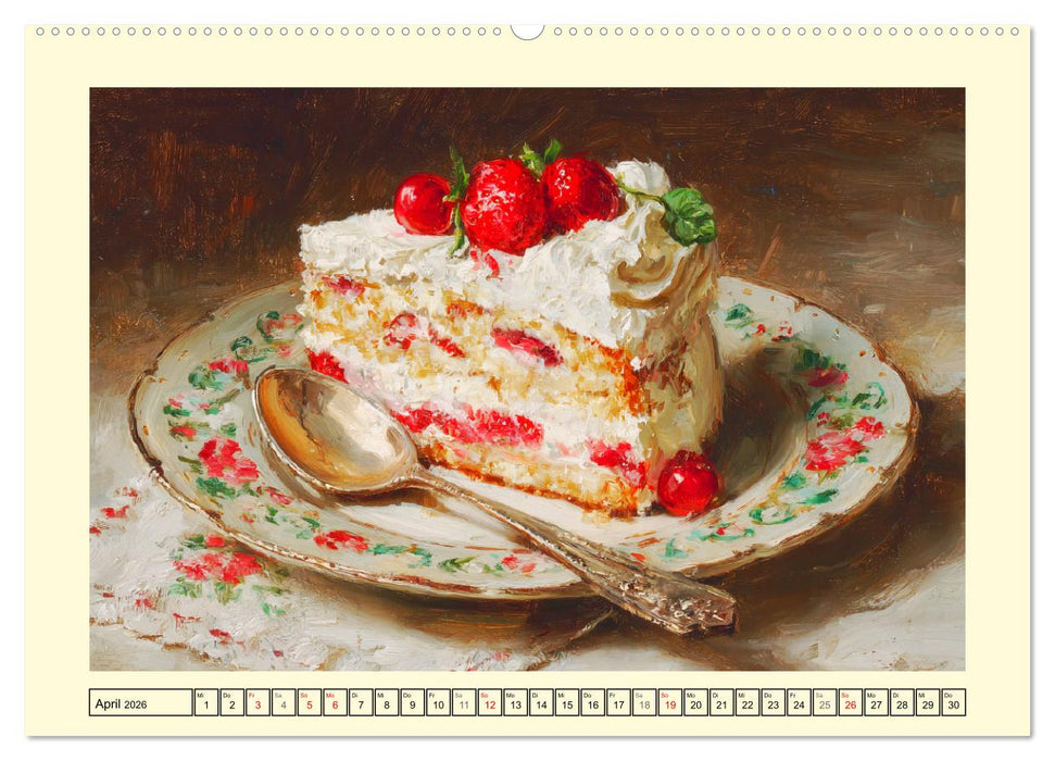 Pattiserie und Pinsel. Tortenträume in kunstvoller Öloptik (CALVENDO Premium Wandkalender 2026)