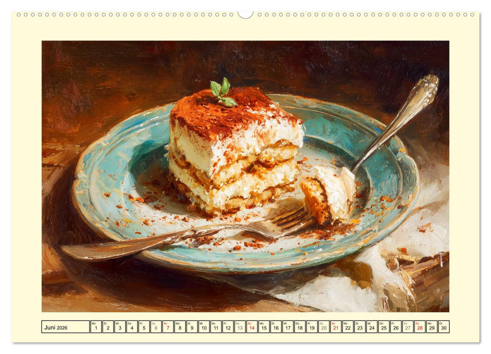 Pattiserie und Pinsel. Tortenträume in kunstvoller Öloptik (CALVENDO Premium Wandkalender 2026)